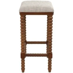 Brown Fabric Counter Stool With Wood Perle Legs & Beige Cushion -Michaels Decor Sale D760613S 4