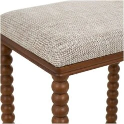 Brown Fabric Counter Stool With Wood Perle Legs & Beige Cushion -Michaels Decor Sale D760613S 6