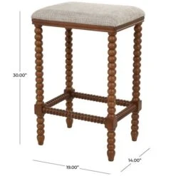 Brown Fabric Counter Stool With Wood Perle Legs & Beige Cushion -Michaels Decor Sale D760613S 8