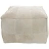 28" Leather Low Profile Square Pouf With Patchwork Design Gray -Michaels Decor Sale D760617S 1