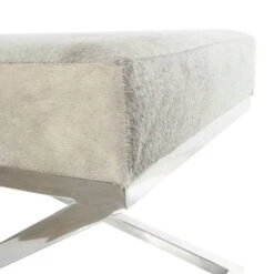 Light Gray Leather Geometric Bench With Angled Silver Metal Base 20 Light Gray Leather Geometric Bench With Angled Silver Metal Base -Michaels Decor Sale D760618S 7