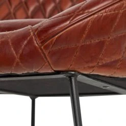 41.5" Leather Round Diamond Tufted Bar Stool With High Back Dark Tan -Michaels Decor Sale D760625S 4