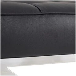 19" Leather Stool With Stainless Steel Supports Black -Michaels Decor Sale D760628S 3