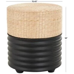 18" Two-Toned Stool With Seagrass Top Black -Michaels Decor Sale D760633S 7