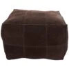 28" Leather Low Profile Square Pouf With Patchwork Design Dark Brown -Michaels Decor Sale D760634S 1