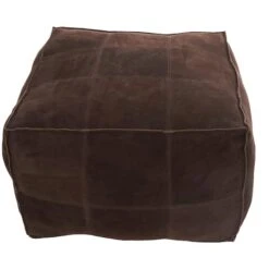 28" Leather Low Profile Square Pouf With Patchwork Design Dark Brown -Michaels Decor Sale D760634S 3