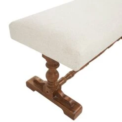 Cream Fabric Bench With Brown Turned Legs 15 Cream Fabric Bench With Brown Turned Legs -Michaels Decor Sale D760636S 5