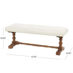 Cream Fabric Bench With Brown Turned Legs 17 Cream Fabric Bench With Brown Turned Legs -Michaels Decor Sale D760636S 7