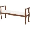 55" Cream Fabric Arm Bench With Brown Traditional Wood Turned Legs -Michaels Decor Sale D760637S 1