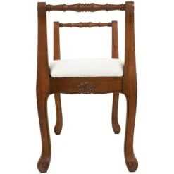 55" Cream Fabric Arm Bench With Brown Traditional Wood Turned Legs -Michaels Decor Sale D760637S 3