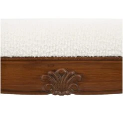55" Cream Fabric Arm Bench With Brown Traditional Wood Turned Legs -Michaels Decor Sale D760637S 4