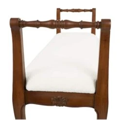 55" Cream Fabric Arm Bench With Brown Traditional Wood Turned Legs -Michaels Decor Sale D760637S 5
