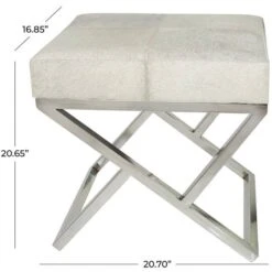 21" Light Gray Leather Geometric Stool With Metal Base -Michaels Decor Sale D760638S 4