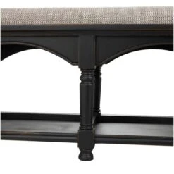 59" Black & Beige Fabric Arched Storage Bench With Traditional Turned Legs -Michaels Decor Sale D760639S 4