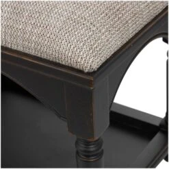 59" Black & Beige Fabric Arched Storage Bench With Traditional Turned Legs -Michaels Decor Sale D760639S 5