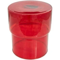 19" Glass Modern Accent Table Red