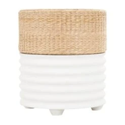18" Two-Toned Stool With Seagrass Top White -Michaels Decor Sale D760651S 3