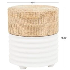 18" Two-Toned Stool With Seagrass Top White -Michaels Decor Sale D760651S 7