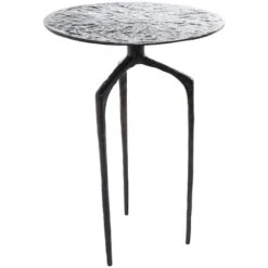 22" Gray Aluminum Geometric Textured Accent Table -Michaels Decor Sale D760655S 2