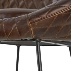41.5" Leather Round Diamond Tufted Bar Stool With High Back Dark Brown -Michaels Decor Sale D760657S 4