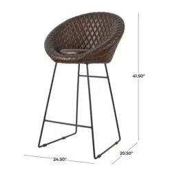 41.5" Leather Round Diamond Tufted Bar Stool With High Back Dark Brown -Michaels Decor Sale D760657S 6