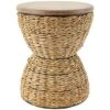 19" Rattan Woven Stool With Wood Tabletop And Black Frame Medium Brown -Michaels Decor Sale D760658S 1