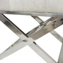 19" Light Gray Leather Geometric Tufted Stool With Metal Base -Michaels Decor Sale D760662S 3