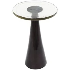 22" Black Aluminum Geometric Cone Accent Table With Textured Glass Tabletop 16 22" Black Aluminum Geometric Cone Accent Table With Textured Glass Tabletop -Michaels Decor Sale D760665S 2
