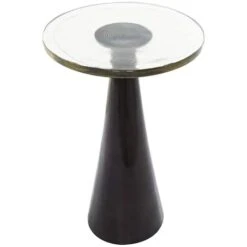 22" Black Aluminum Geometric Cone Accent Table With Textured Glass Tabletop 17 22" Black Aluminum Geometric Cone Accent Table With Textured Glass Tabletop -Michaels Decor Sale D760665S 3