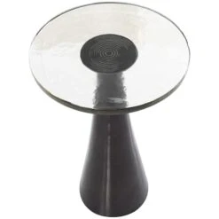 22" Black Aluminum Geometric Cone Accent Table With Textured Glass Tabletop 18 22" Black Aluminum Geometric Cone Accent Table With Textured Glass Tabletop -Michaels Decor Sale D760665S 4