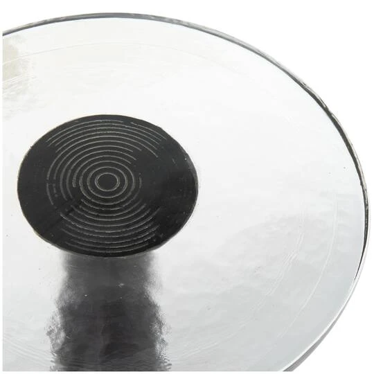 22" Black Aluminum Geometric Cone Accent Table With Textured Glass Tabletop 10 22" Black Aluminum Geometric Cone Accent Table With Textured Glass Tabletop - Image 8