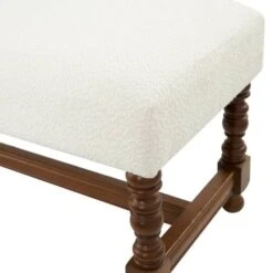 59" Cream Fabric Bench With Brown Traditional Wood Turned Legs -Michaels Decor Sale D760666S 6