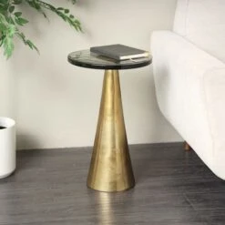 22" Gold Aluminum Geometric Cone Accent Table With Glass Tabletop -Michaels Decor Sale D760667S 11