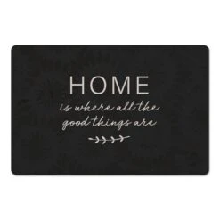 Black Home Is Where The Good Things Are Floor Mat, 18" X 27"