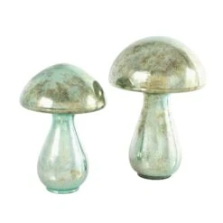 Green Glass Mushroom Sculpture Set -Michaels Decor Sale D762484S 2