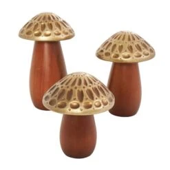 Brown & Gold Wood Mushroom Sculpture Set -Michaels Decor Sale D762544S 4