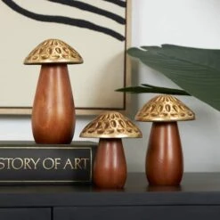 Brown & Gold Wood Mushroom Sculpture Set -Michaels Decor Sale D762544S 9