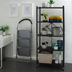 Organize It All Black 5-Tier Foldable Metal Rack With Wheels -Michaels Decor Sale D762738S 4