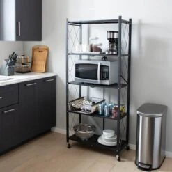 Organize It All Black 5-Tier Foldable Metal Rack With Wheels -Michaels Decor Sale D762738S 6