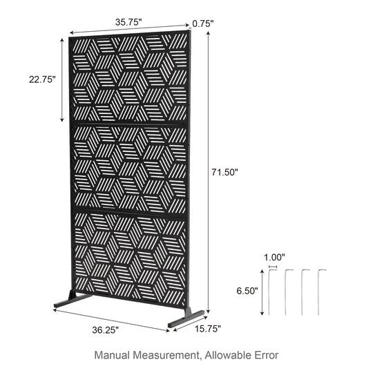 Glitzhome® 6ft. Black Galvanized Steel Geometric Room Divider 8 Glitzhome® 6ft. Black Galvanized Steel Geometric Room Divider - Image 6