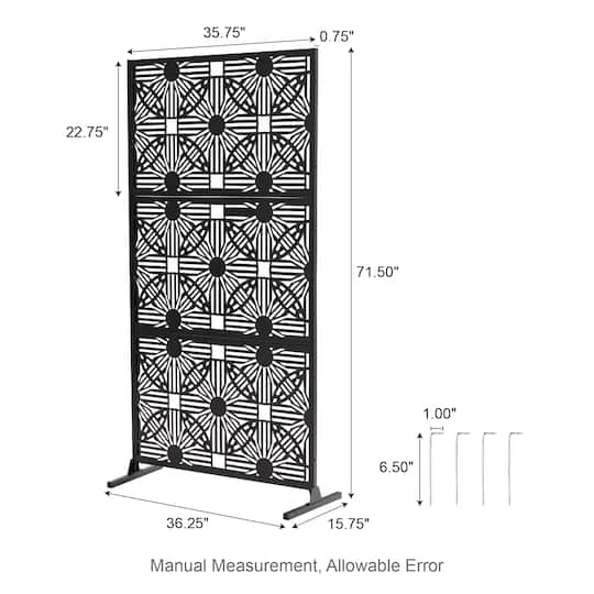 Glitzhome® 6ft. Black Galvanized Steel Floral Room Divider 7 Glitzhome® 6ft. Black Galvanized Steel Floral Room Divider - Image 6