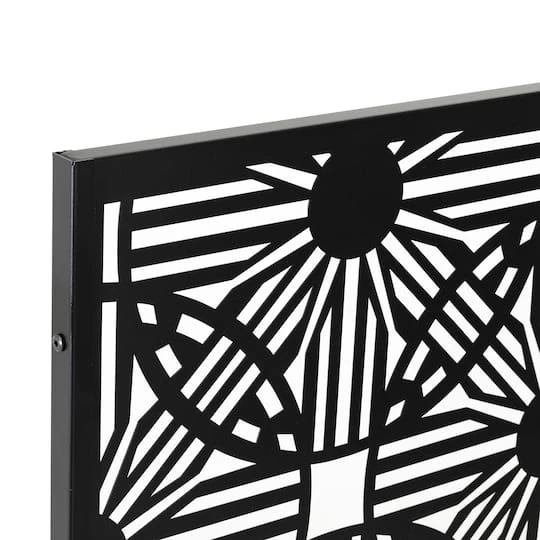 Glitzhome® 6ft. Black Galvanized Steel Floral Room Divider 5 Glitzhome® 6ft. Black Galvanized Steel Floral Room Divider - Image 4