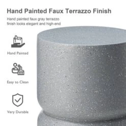 Glitzhome® 17" Multifunctional Faux Terrazzo Stool Gray -Michaels Decor Sale D763652S 7