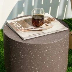 Glitzhome® 17" Multifunctional Faux Terrazzo Stool Brown -Michaels Decor Sale D763653S 5