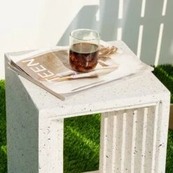 Glitzhome® 17" Faux Terrazzo Square Garden Stool -Michaels Decor Sale D763670S 5