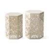 Glitzhome® White Floral Motif Hexagonal Garden Stool Set -Michaels Decor Sale D763674S 1