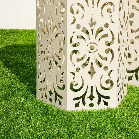 Glitzhome® White Floral Motif Hexagonal Garden Stool Set 9 Glitzhome® White Floral Motif Hexagonal Garden Stool Set - Image 7