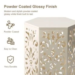 Glitzhome® White Floral Motif Hexagonal Garden Stool Set 18 Glitzhome® White Floral Motif Hexagonal Garden Stool Set -Michaels Decor Sale D763674S 7