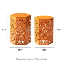 Glitzhome® Orange Floral Motif Hexagonal Garden Stool Set -Michaels Decor Sale D763675S 8