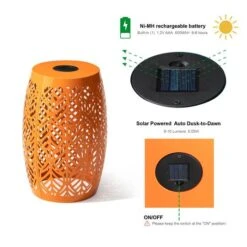 Glitzhome® 18.25" Multifunctional Solar Powdered Iron Leaf Cutout Garden Stool Orange -Michaels Decor Sale D763678S 6
